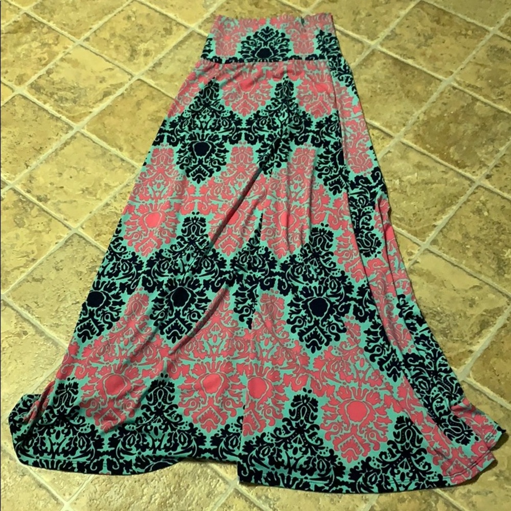 ❤️ Beautiful long boho skirt  Light blue and pink